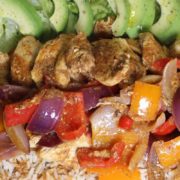 Fajita spiced chicken platter with avocado salad