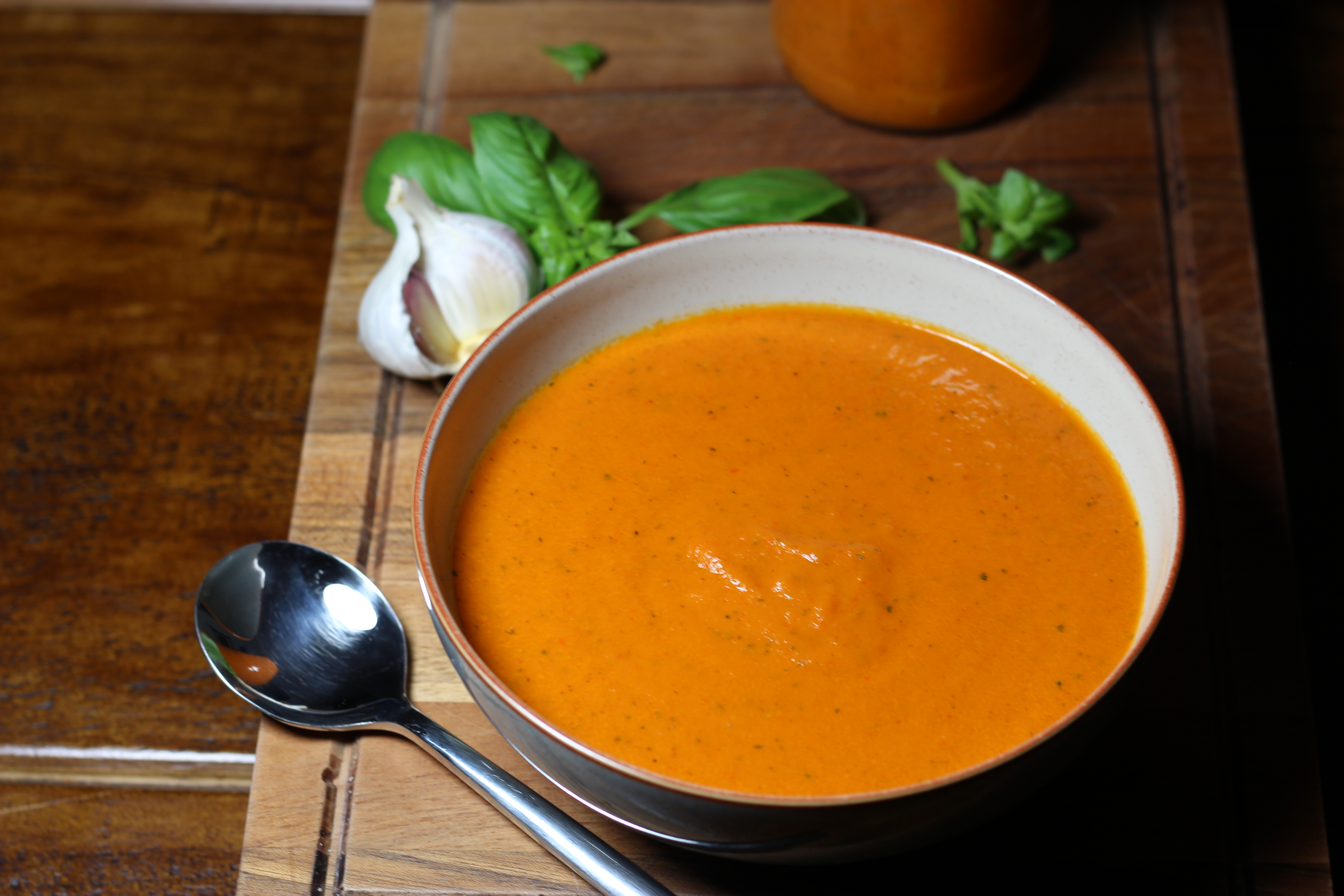 Roasted Red Pepper Tomato and Basil Soup ProperFoodie