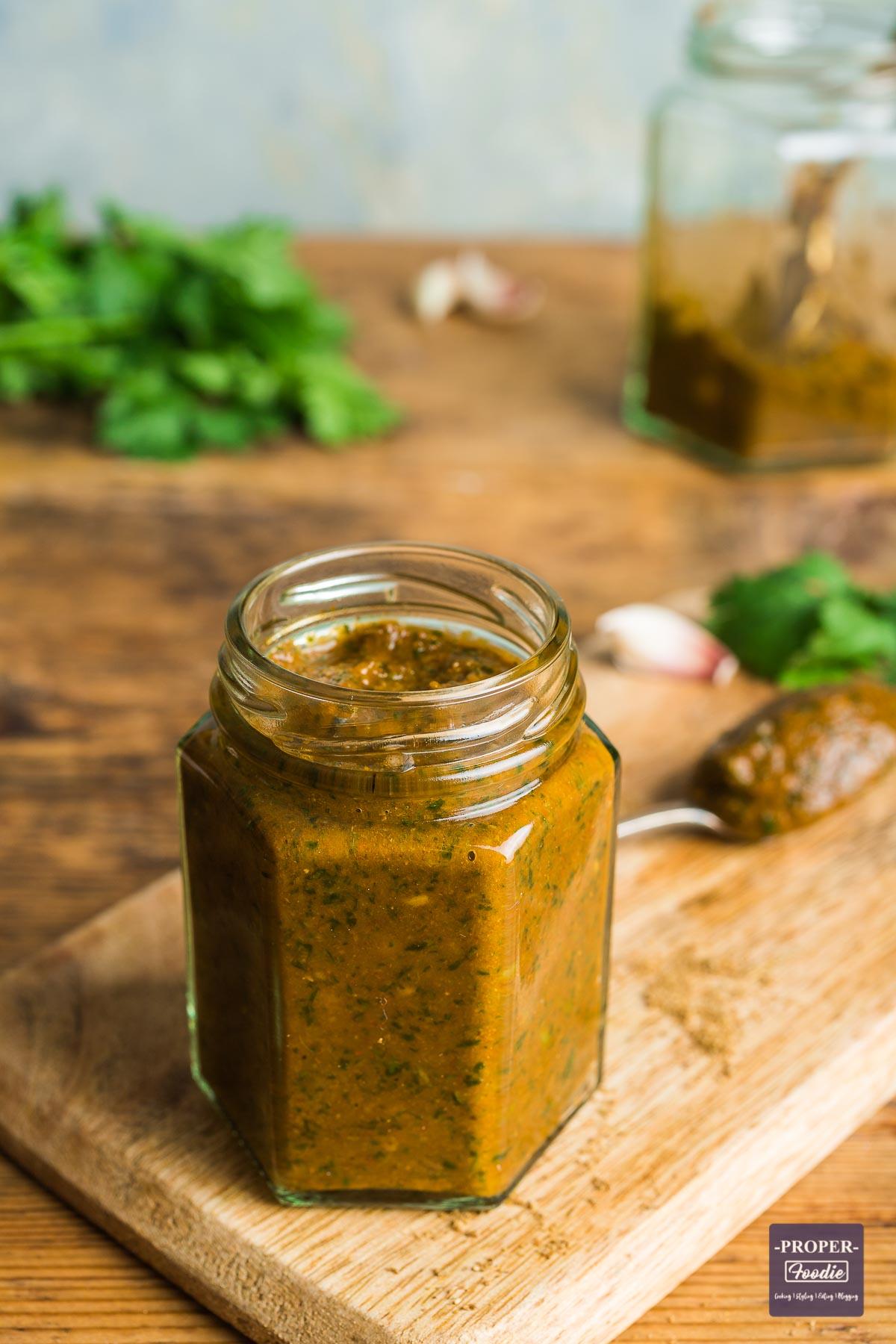 Tikka curry paste in a small jar.