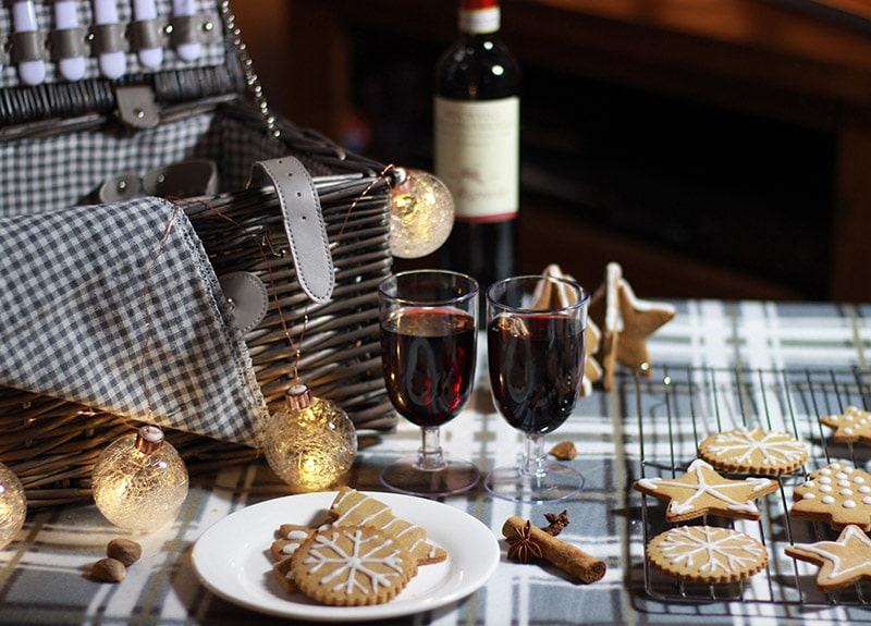 Gingerbread biscuits and picnic basket