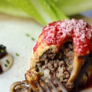 aubergine pie with mince meat and leek filling