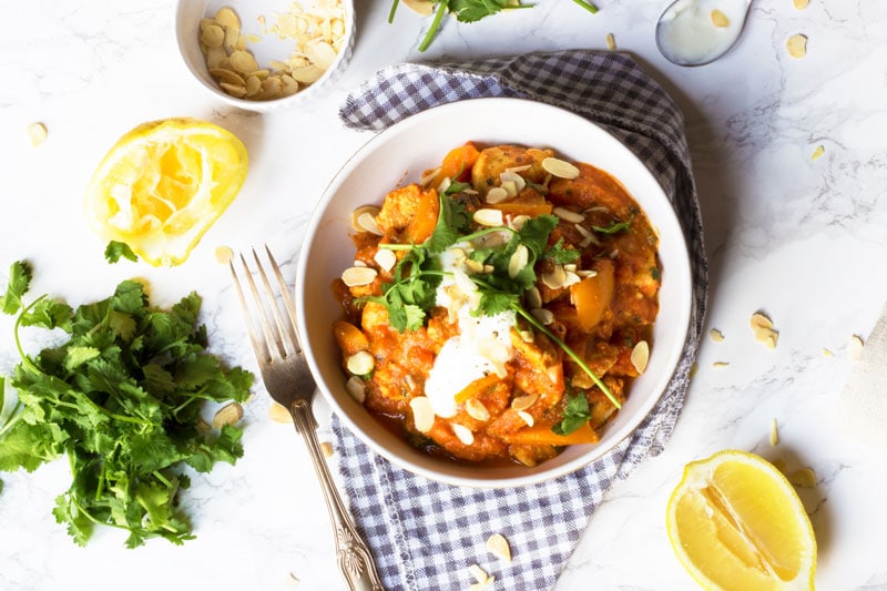 Easy chicken and almond curry