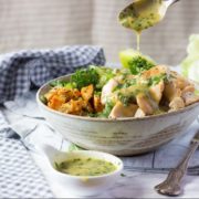 easy chicken bliss bowl with tarragon dressing