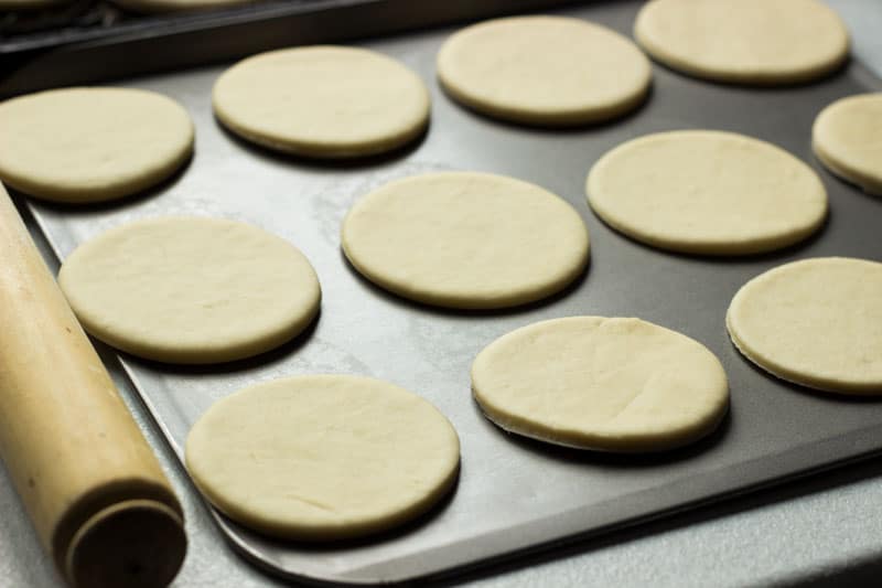 Tigella dough cut into Tigella circles