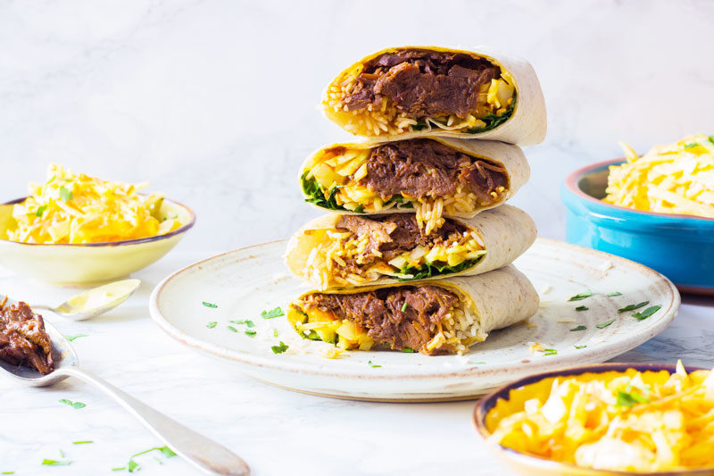 Slow cooked beef brisket burrito with slaw ProperFoodie