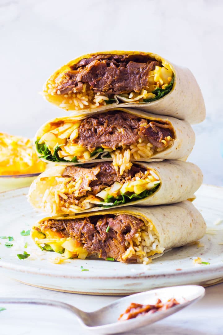 Slow cooked beef brisket burrito with slaw ProperFoodie