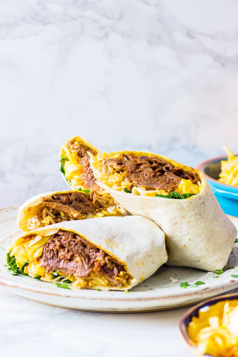 Slow cooked beef brisket burrito with slaw ProperFoodie