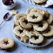 shortbread biscuits with blackcurrant jam