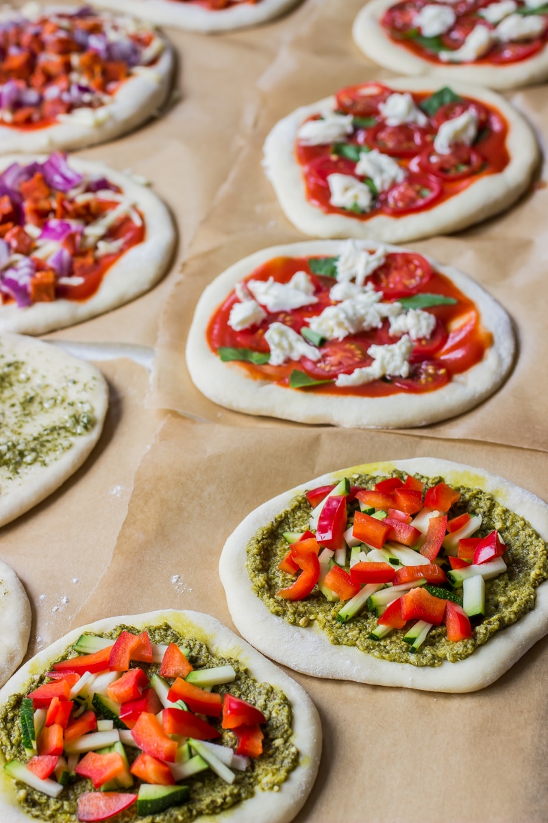 preparing mini pizza dough