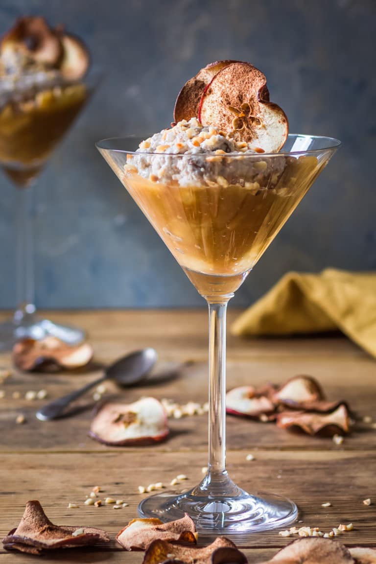 Bircher muesli with stewed apples and apple crisps ProperFoodie