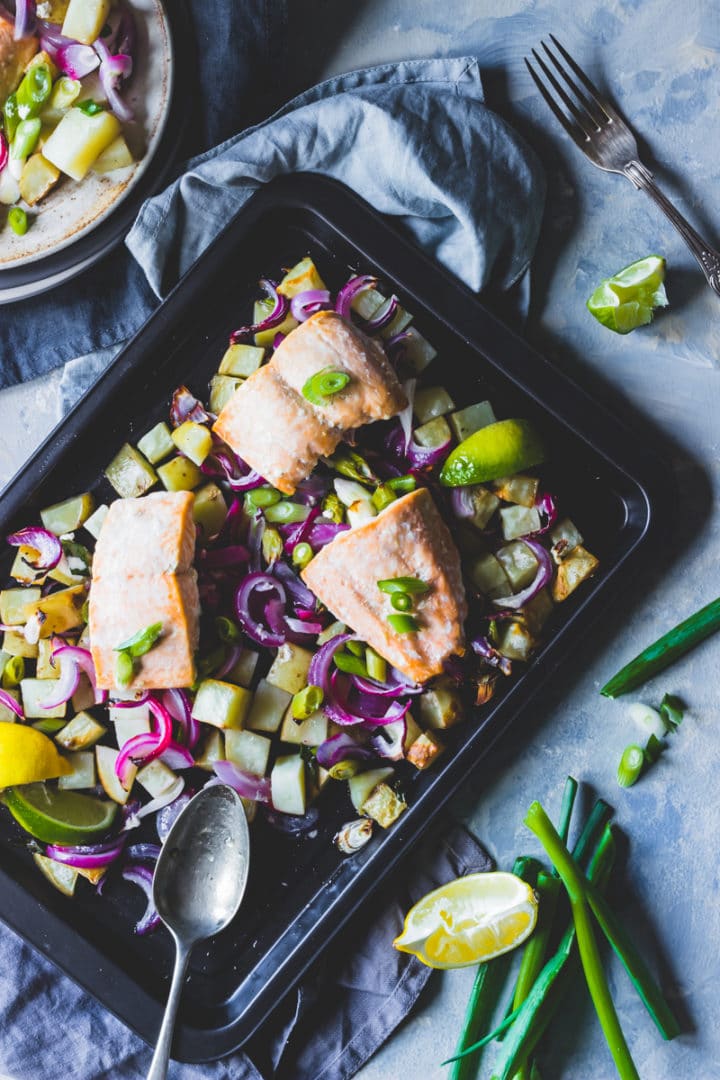 Frozen salmon and potato traybake - Feed 4 for a fiver - ProperFoodie