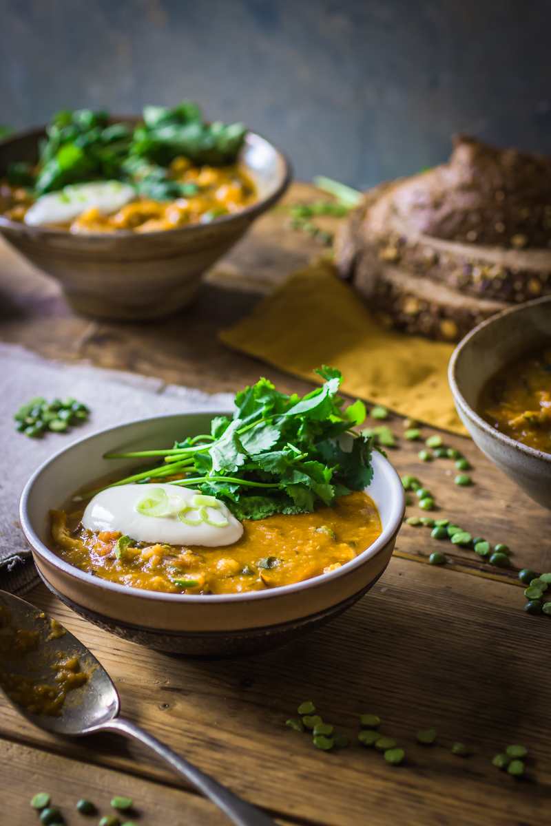 split pea and spicy chicken soup