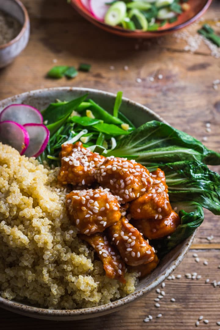 Sesame Seed Chicken with a sticky sesame sauce ProperFoodie