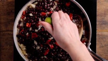 squeeze of lime and salt and pepper to black beans