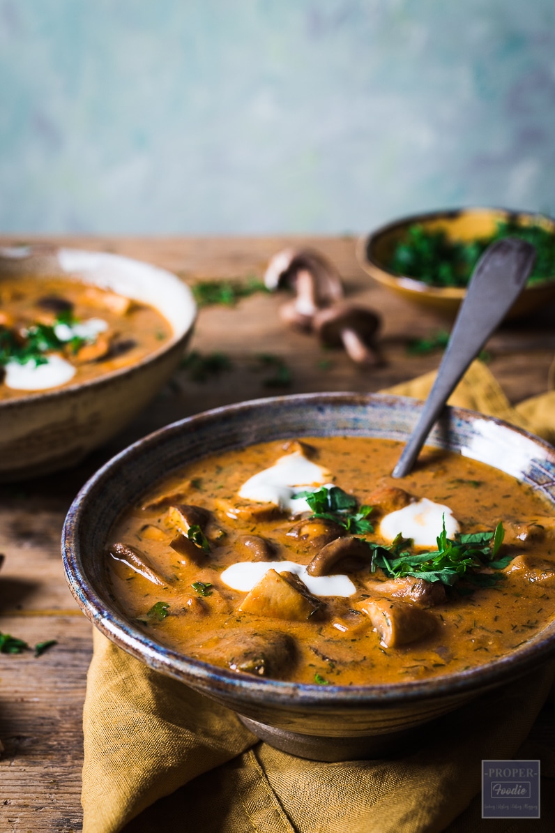 Hungarian Mushroom Soup with Paprika and Sour cream - ProperFoodie