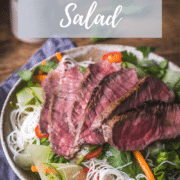 Vietnamese style noodle salad with sliced steak & lime dressing. Full of nutritious ingredients & satisfying flavours