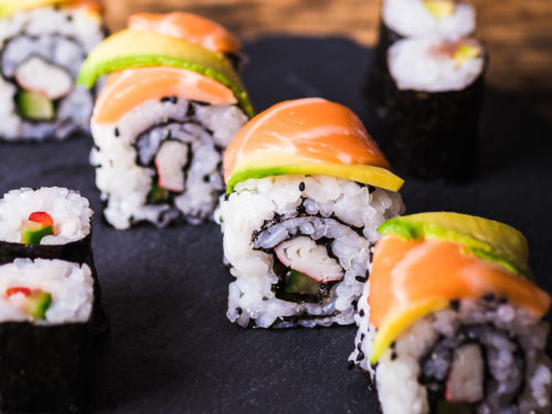 Salmon sushi rolls