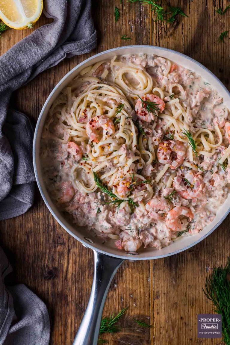 Salmon and Prawn Linguine Recipe ProperFoodie