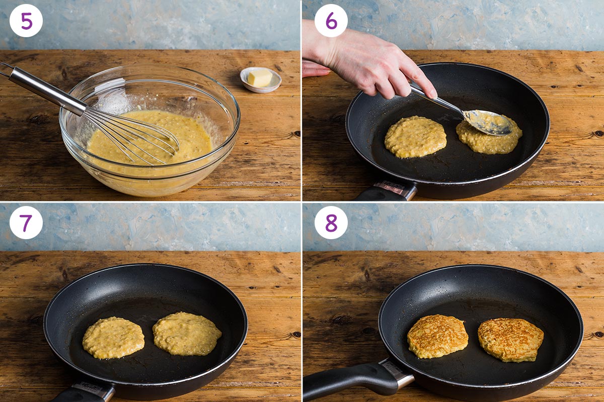 Collage of 4 images showing step by step how to make this recipe for steps 5-8.